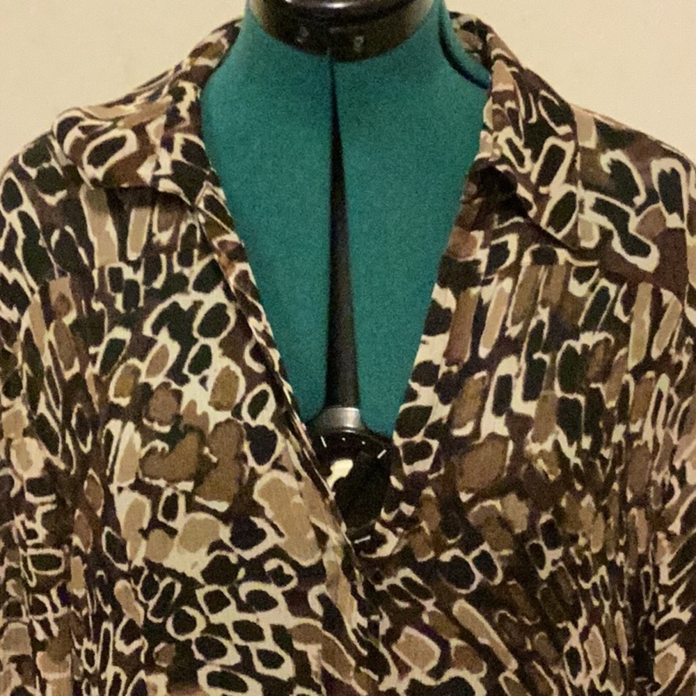 Chico’s Womens Semi Sheer Printed Tunic 3/4 Sleeves Size 2 - Picture 3 of 6